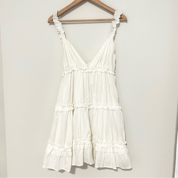 Princess Polly Romeo Tiered Ruffle Mini Dress in White - Picture 8 of 14